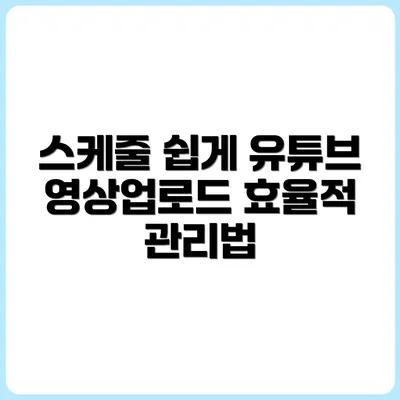 스마트폰 유튜버를 위한 영상 업로드 스케줄 관리법