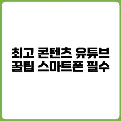스마트폰 유튜브에 적합한 콘텐츠 포맷 추천